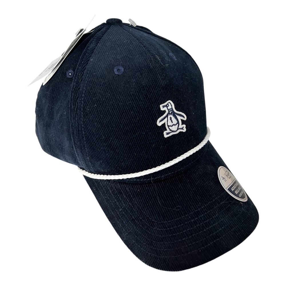 Original Penguin Mens Navy Blue Corduroy‎ Rope Baseball Cap Hat Pete Logo OS NEW - Picture 8 of 8